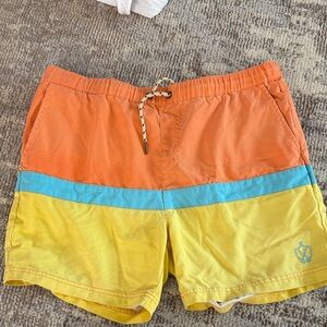 Zanerobe Orange, Blue, and Yellow Swim Trunks